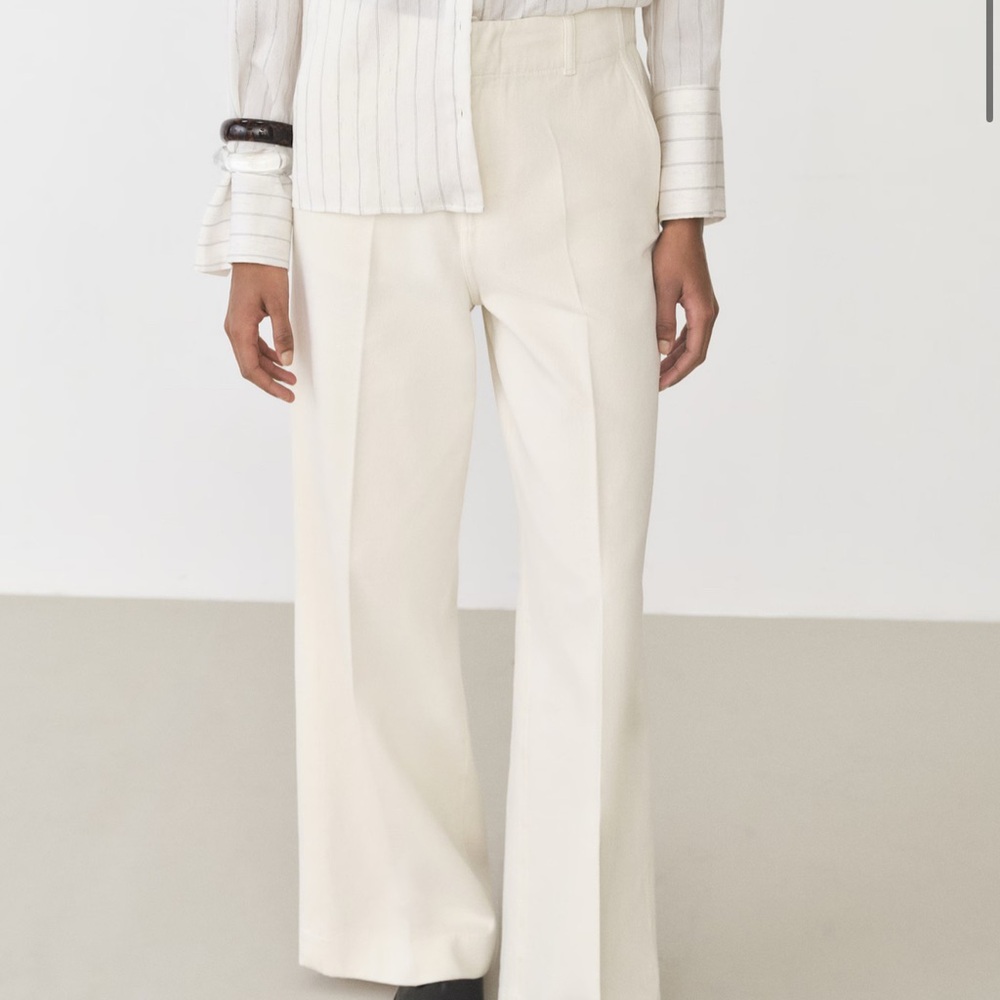 NWT Mango Cotton Wide Leg pants in Ecru US Small